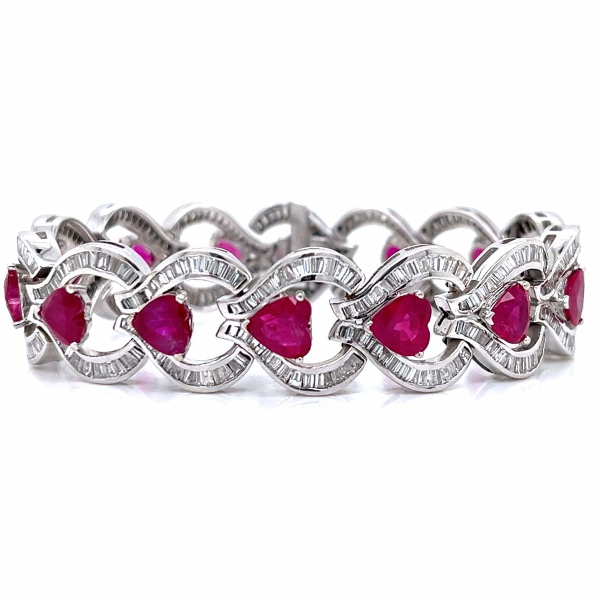 Post-1980s 18KT White Gold Ruby & Diamond Bracelet front