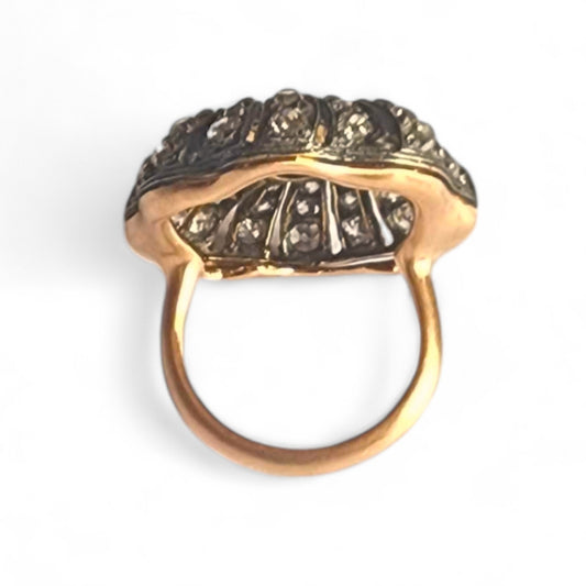 Victorian Silver & 18KT Yellow Gold Diamond Ring profile