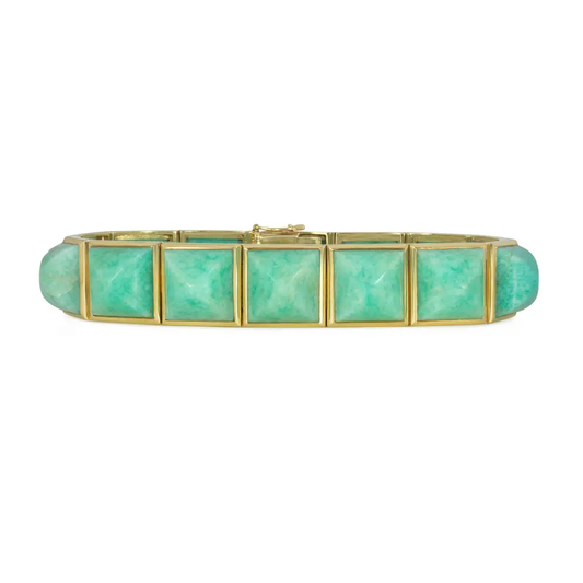 Lucien Péry French Retro 18KT Yellow Gold Amazonite Bracelet front