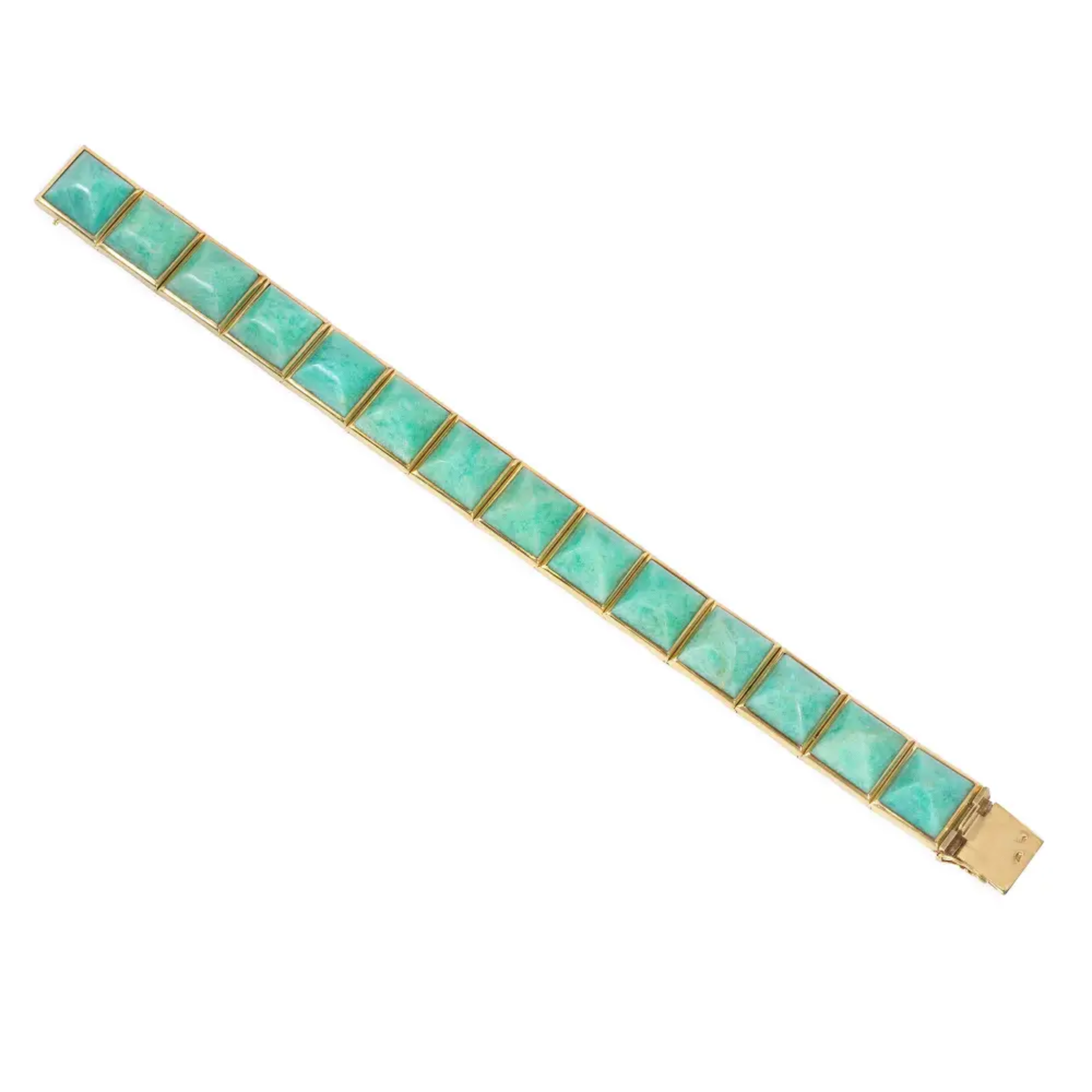 Lucien Péry French Retro 18KT Yellow Gold Amazonite Bracelet front