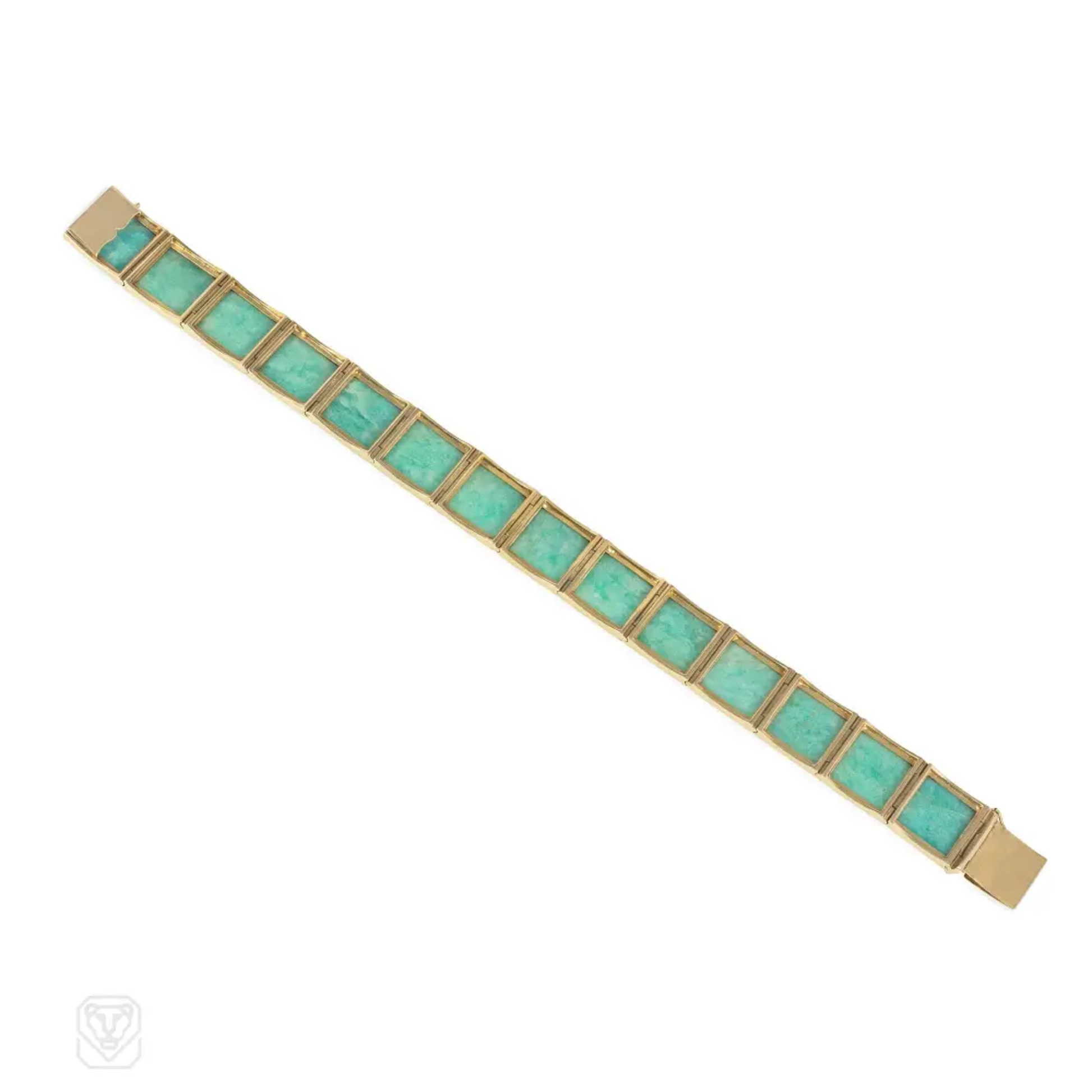 Lucien Péry French Retro 18KT Yellow Gold Amazonite Bracelet back