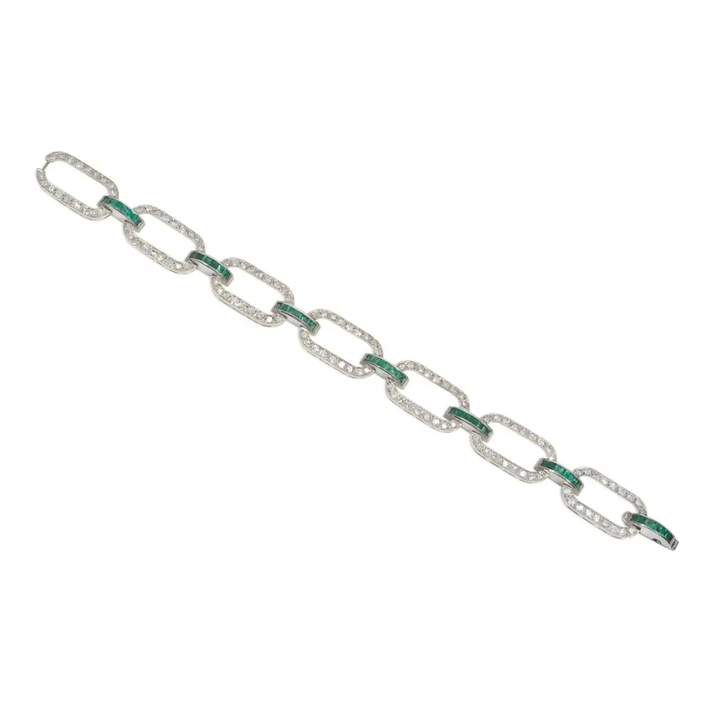 Art Deco Platinum Emerald & Diamond Bracelet front