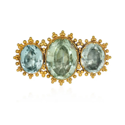 Georgian 18KT Yellow Gold Aquamarine Suite brooch front