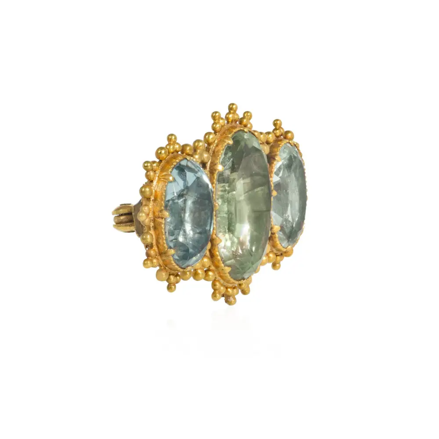 Georgian 18KT Yellow Gold Aquamarine Suite brooch side