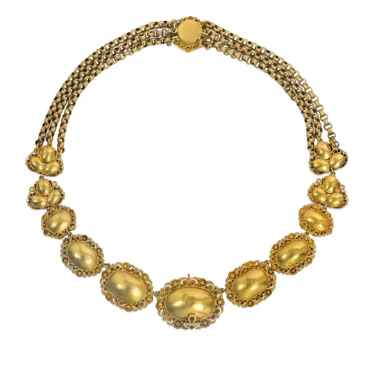 Georgian 18KT Yellow Gold Aquamarine Suite necklace back