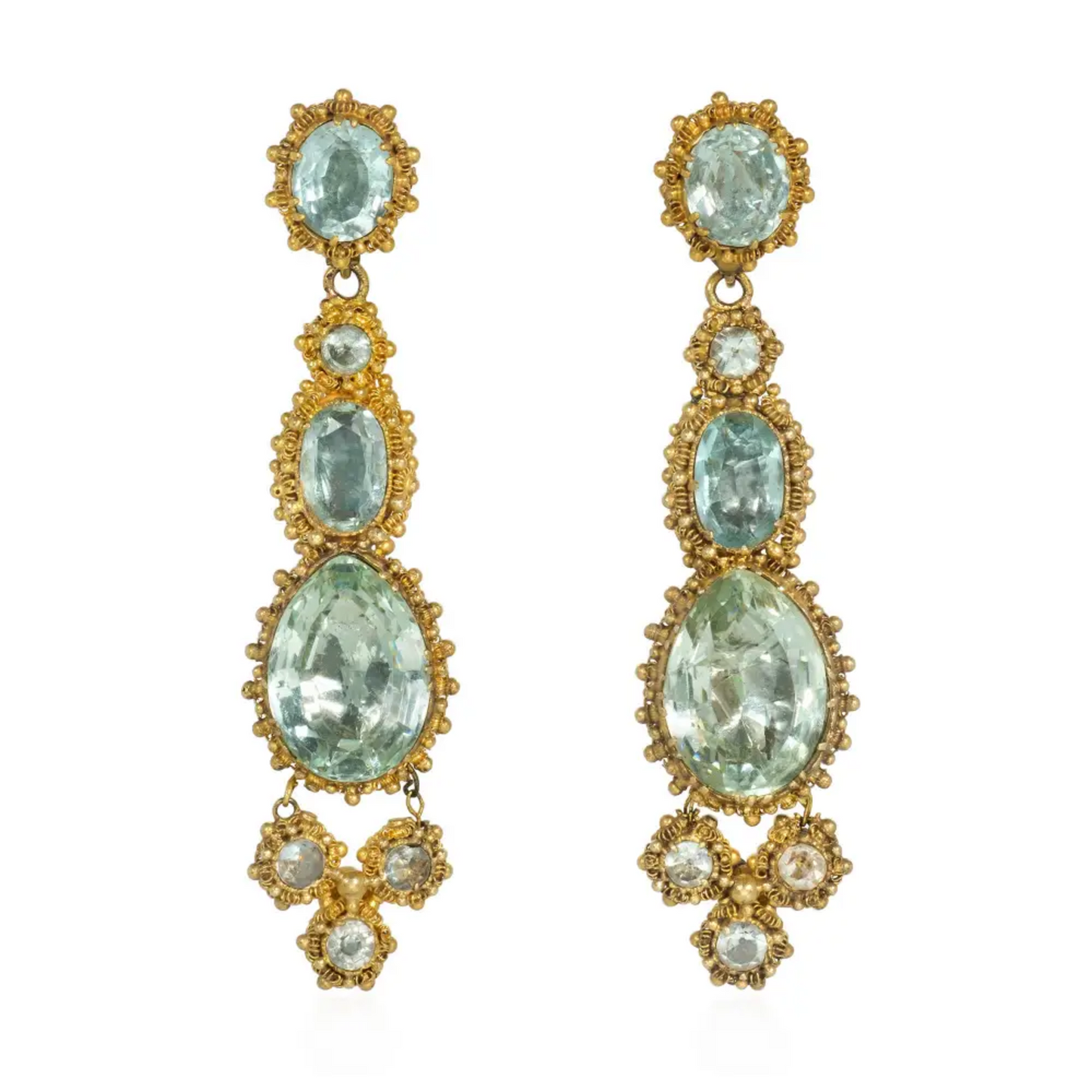 Georgian 18KT Yellow Gold Aquamarine Suite earrings front