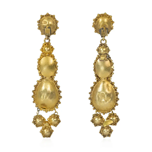 Georgian 18KT Yellow Gold Aquamarine Suite earrings back