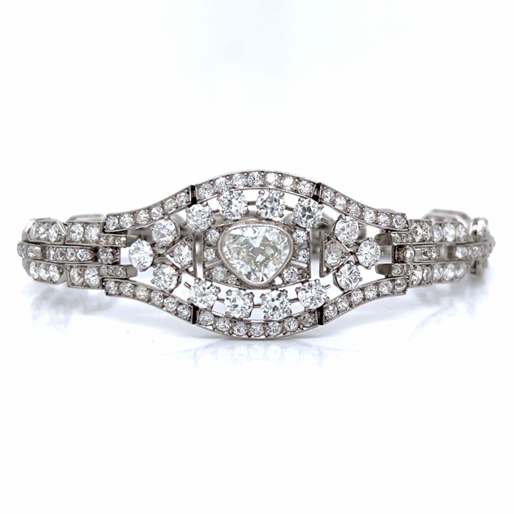 Art Deco Platinum Diamond Bracelet front