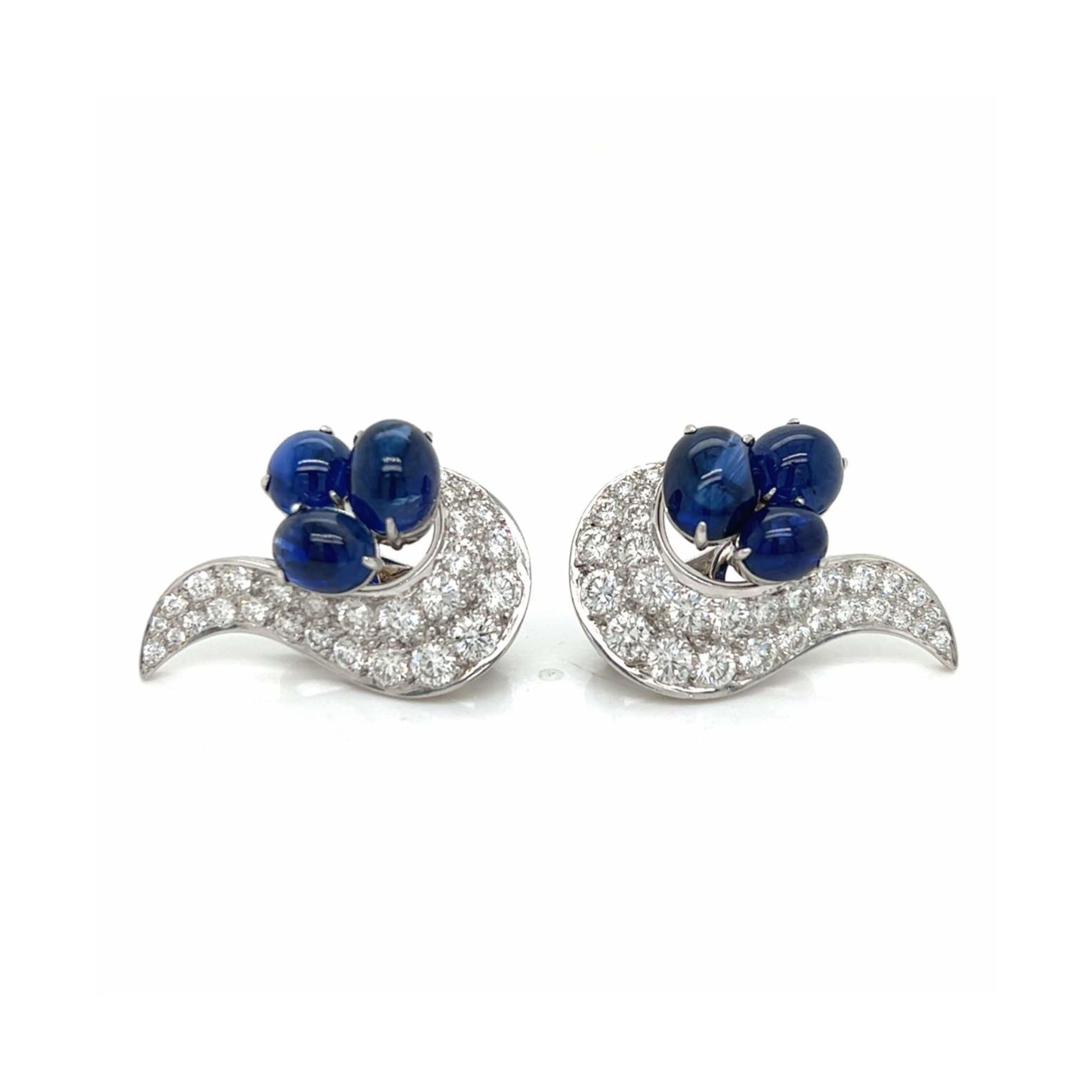 Aletto Brothers Post-1980s Platinum Diamond & Sapphire Earrings front