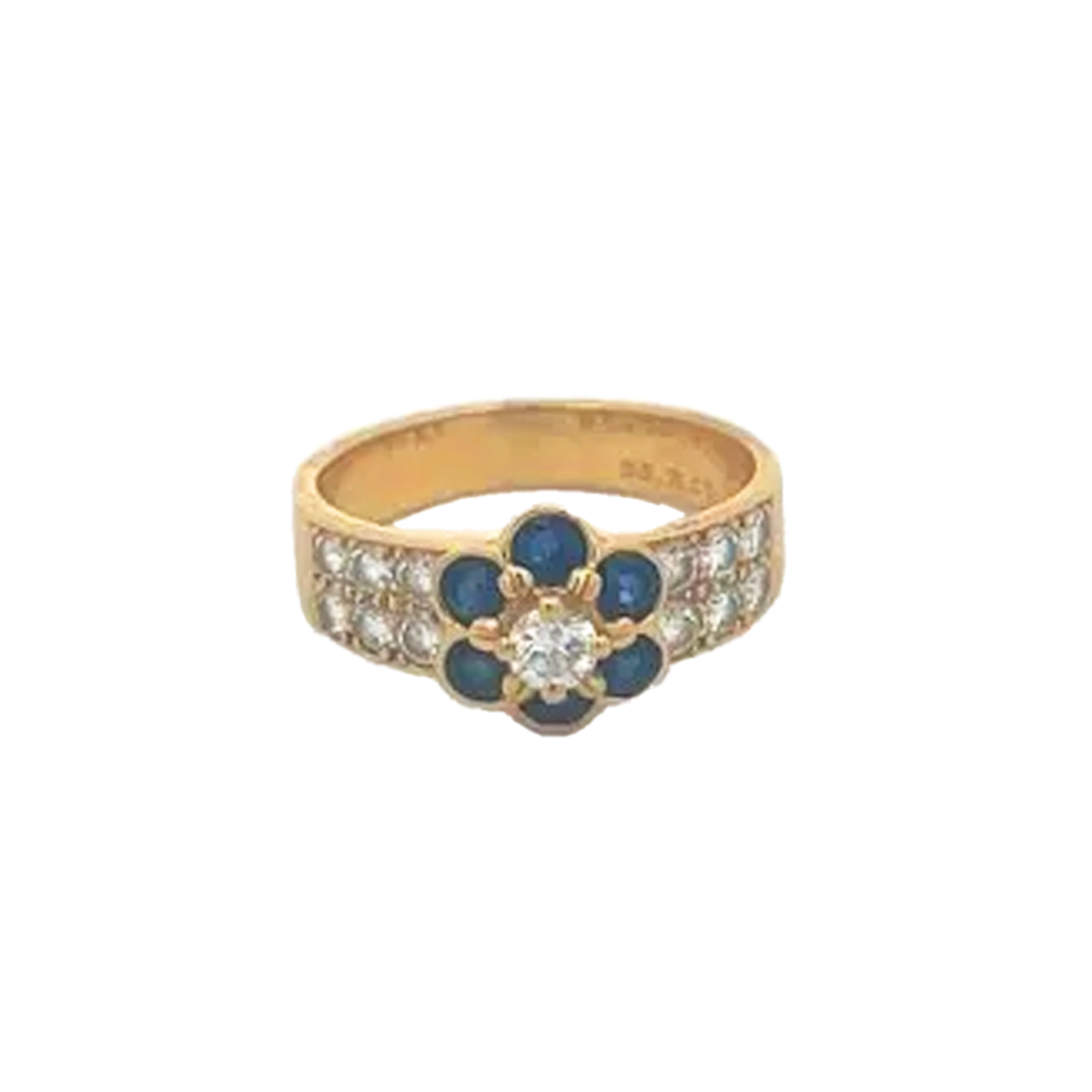 Van Cleef & Arpels France 1970s 18KT Yellow Gold Sapphire & Diamond Ring front