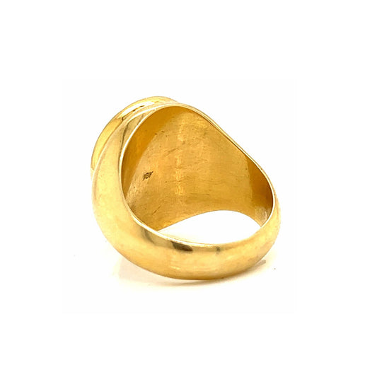 1980s 18KT Yellow Gold Jade Ring back