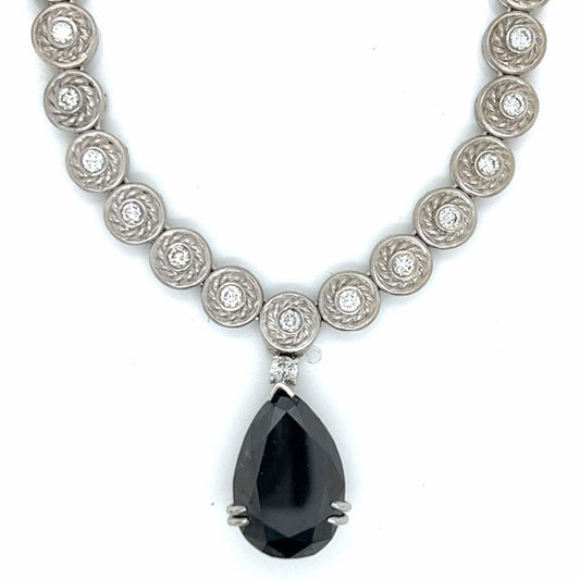 Judith Ripka 1980s 18KT White Gold Diamond Necklace front