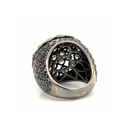 1980s 18KT Blackened Gold Diamond Ring back