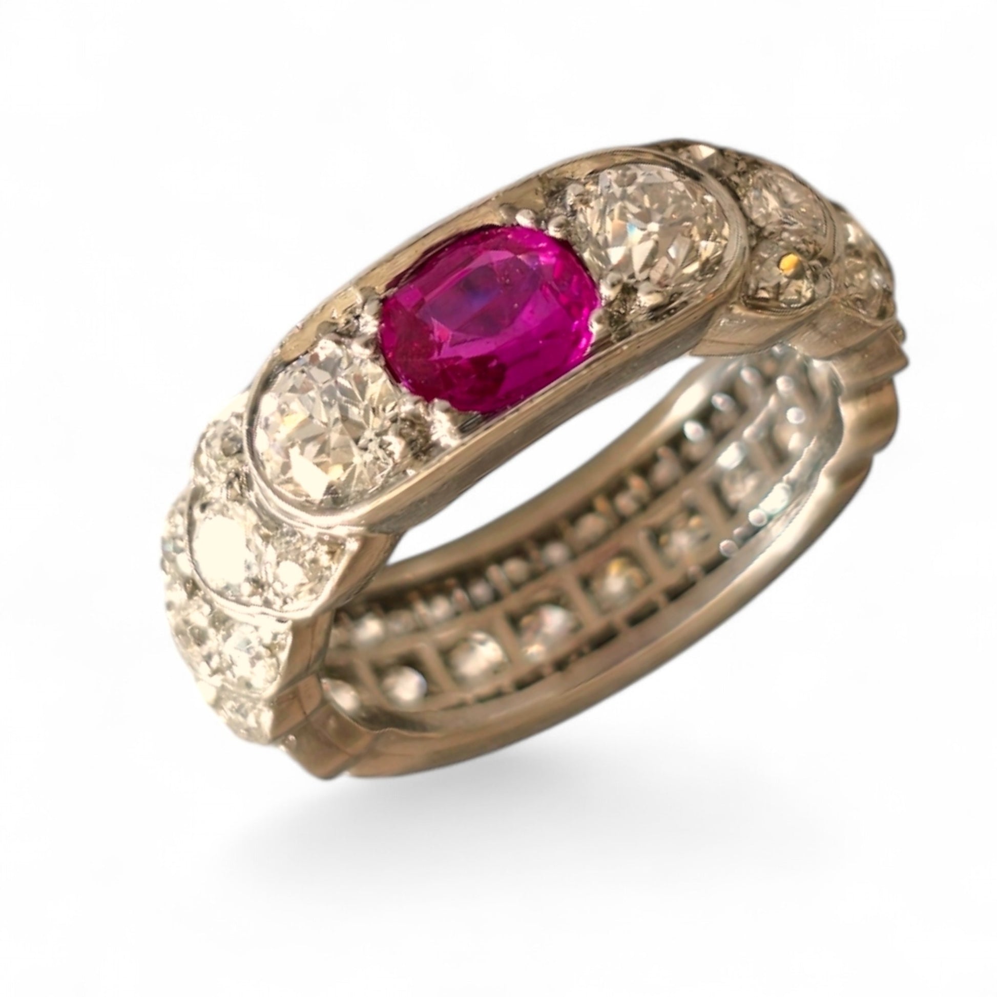 Art Deco Platinum Ruby & Diamond Ring front