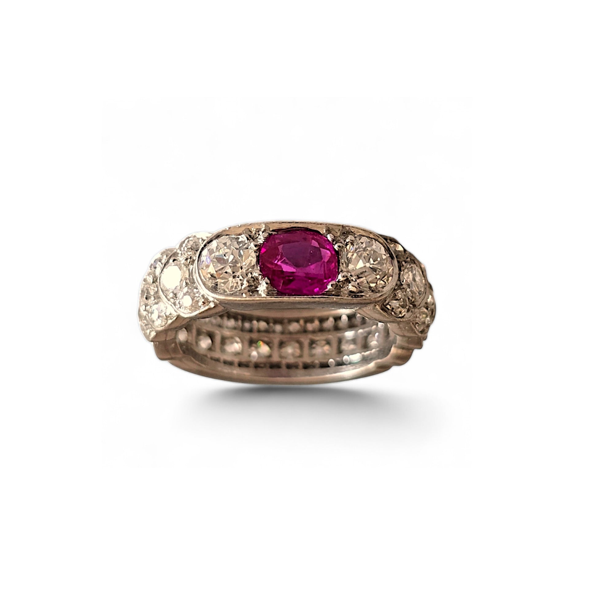 Art Deco Platinum Ruby & Diamond Ring front