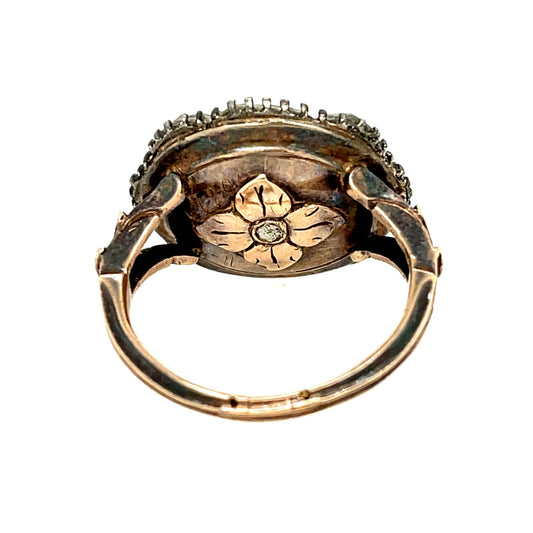 Antique 18KT Blackened Gold Diamond Ring back