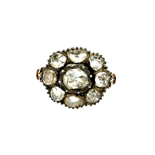 Antique 18KT Blackened Gold Diamond Ring front