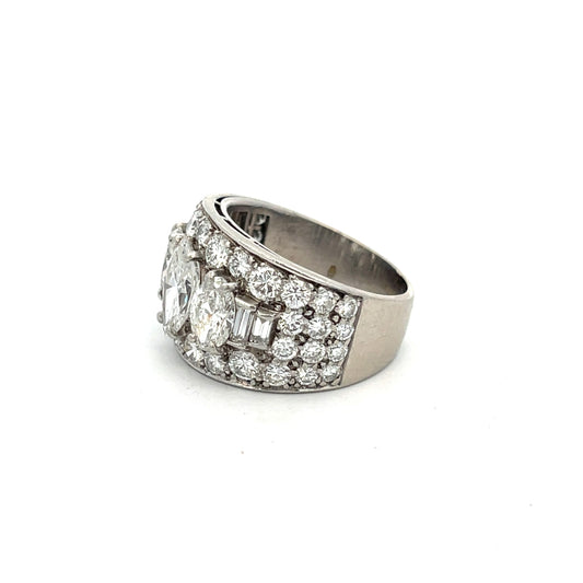 Bulgari 1960s Platinum Diamond Trombino Ring side