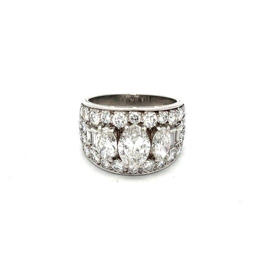 Bulgari 1960s Platinum Diamond Trombino Ring front