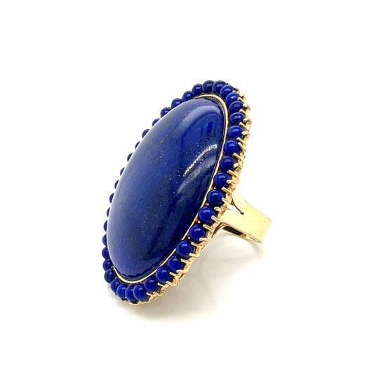 1980s 14KT Yellow Gold Lapis Lazuli Ring side
