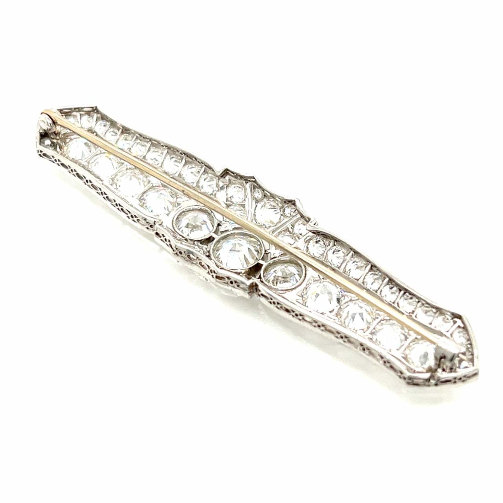 J.E. Caldwell Art Deco Platinum Diamond Brooch back