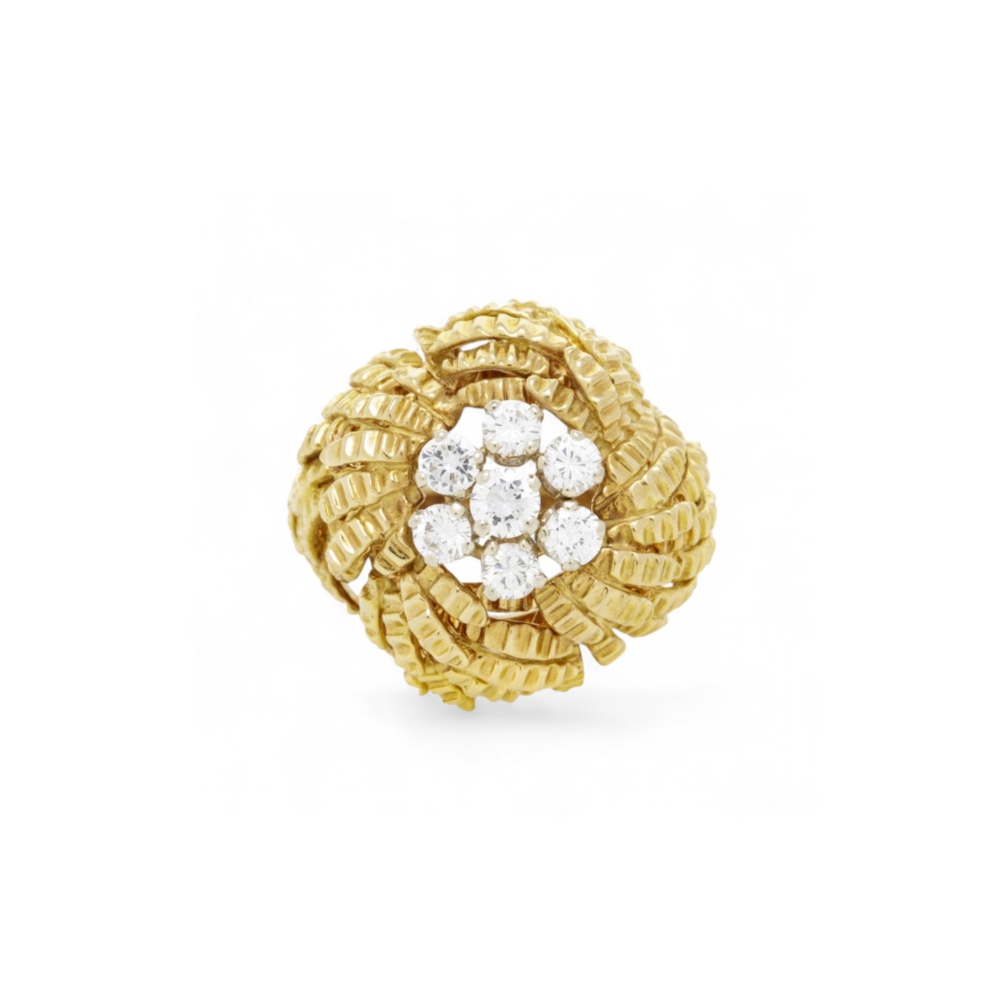 Gübelin French 1950s 18KT Yellow Gold Diamond Ring front