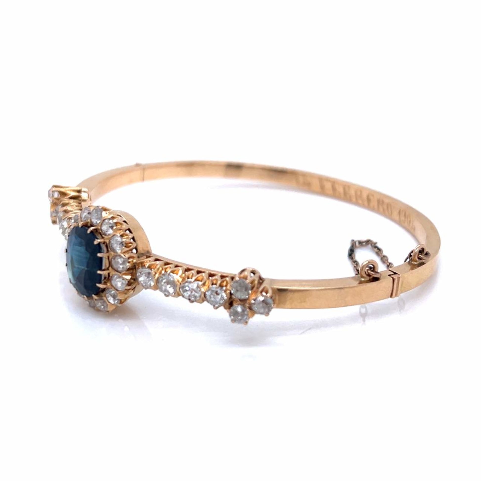 Edwardian 18KT Yellow Gold Sapphire & Diamond Bracelet side