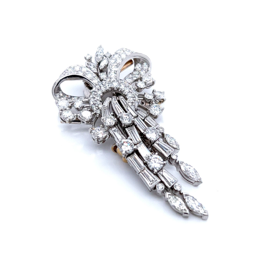 1950s Platinum & 18KT Yellow Gold Diamond Brooch front