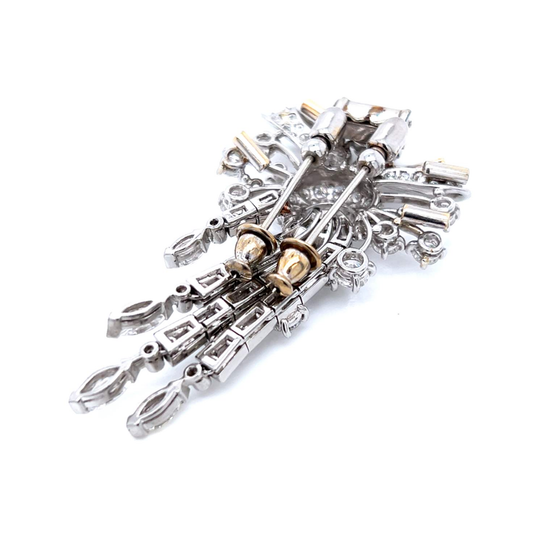 1950s Platinum & 18KT Yellow Gold Diamond Brooch back