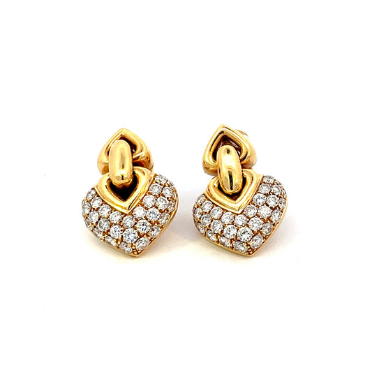 Bulgari 1980s 18KT Yellow Gold Diamond Earrings front