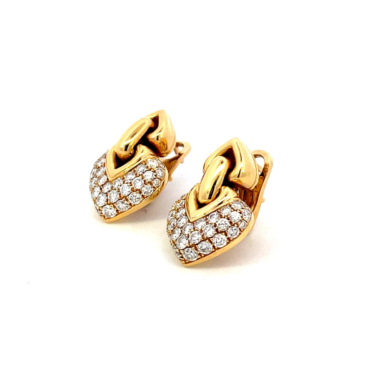 Bulgari 1980s 18KT Yellow Gold Diamond Earrings side