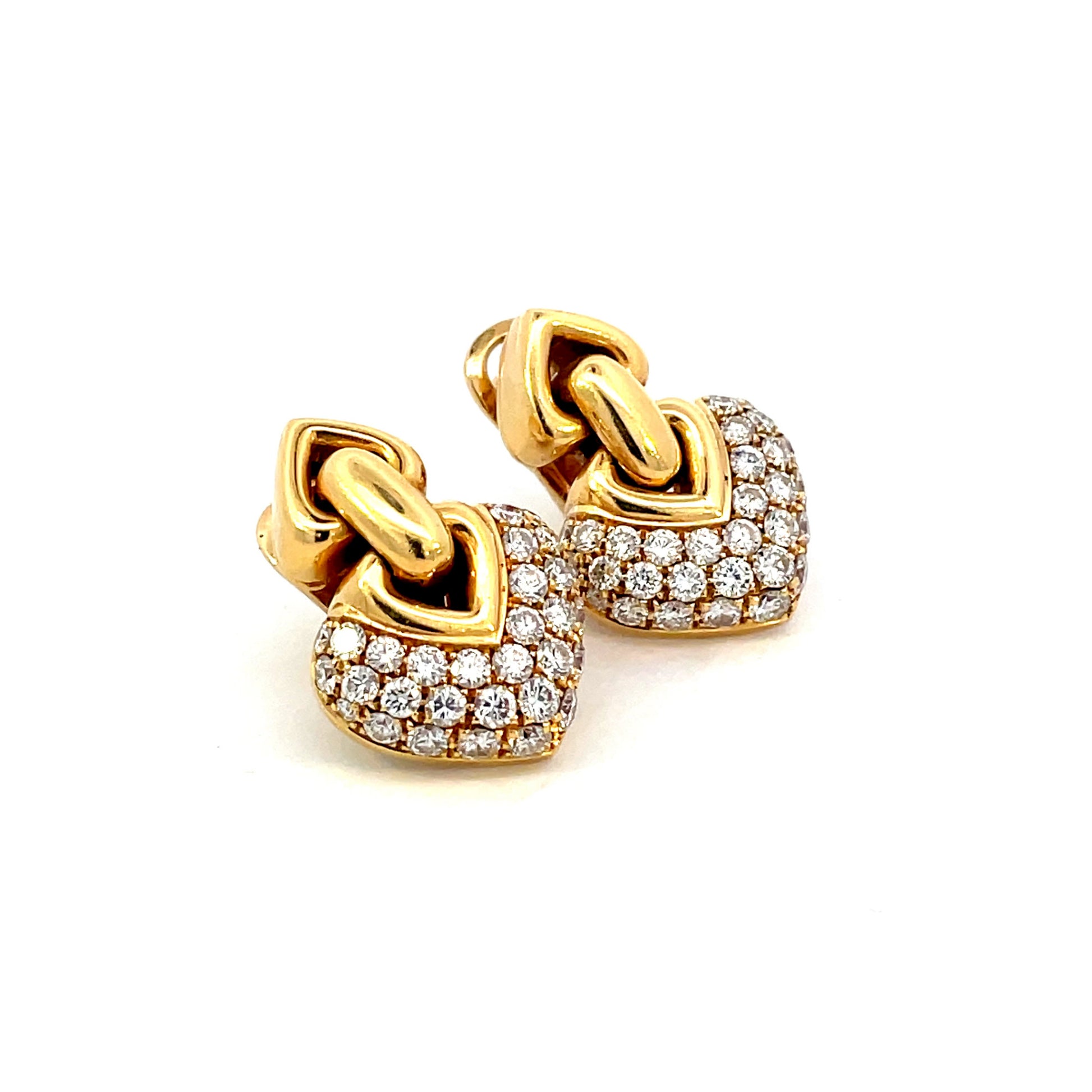 Bulgari 1980s 18KT Yellow Gold Diamond Earrings side