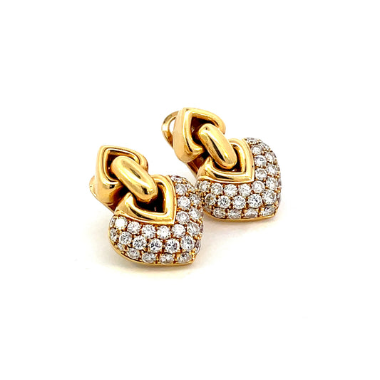 Bulgari 1980s 18KT Yellow Gold Diamond Earrings side