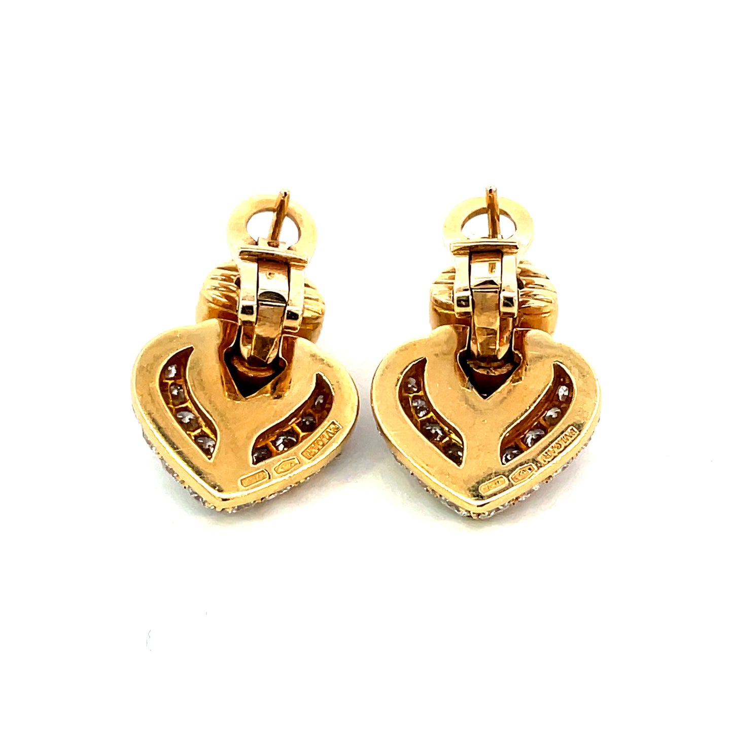 Bulgari 1980s 18KT Yellow Gold Diamond Earrings signature