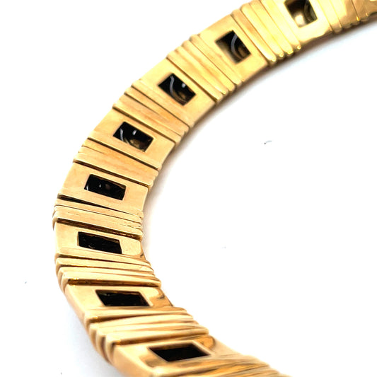 Bulgari 1980s 18KT Yellow Gold Parentesi Suite necklace back