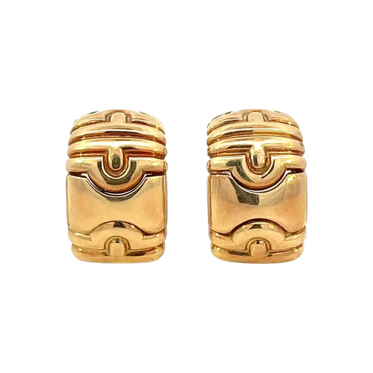 Bulgari 1980s 18KT Yellow Gold Parentesi Suite earrings front