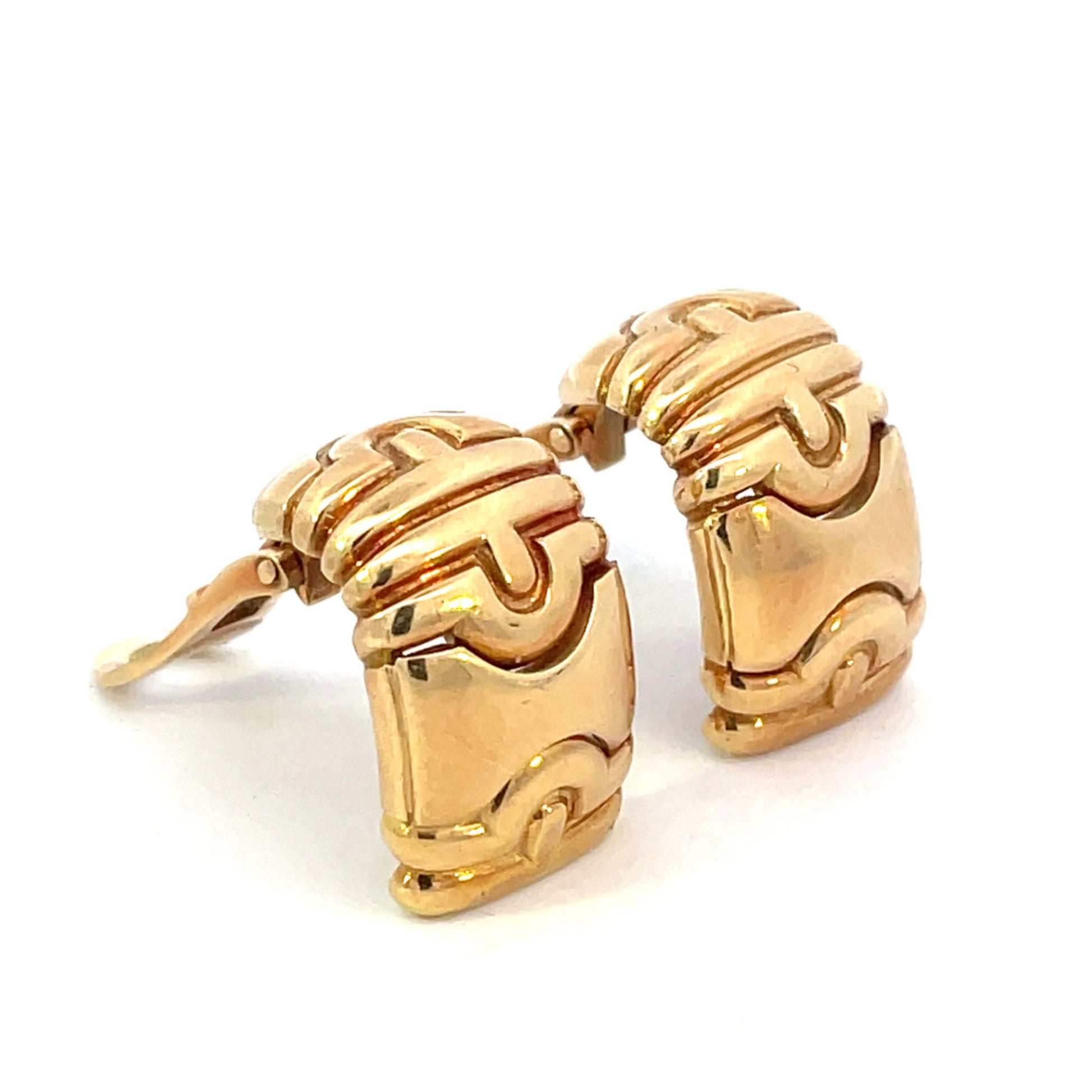 Bulgari 1980s 18KT Yellow Gold Parentesi Suite earrings side