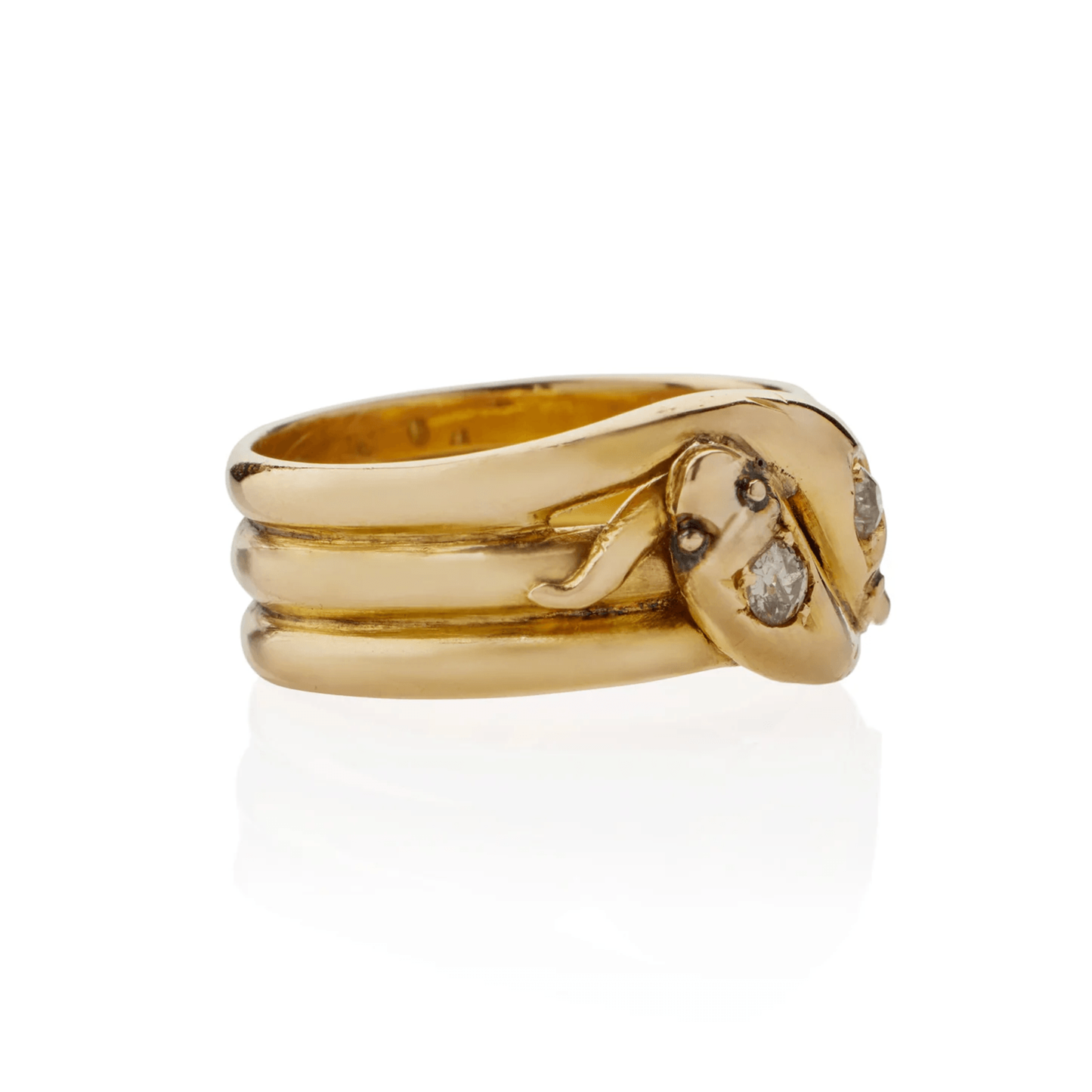 English Victorian 18KT Yellow Gold Diamond Snake Ring side