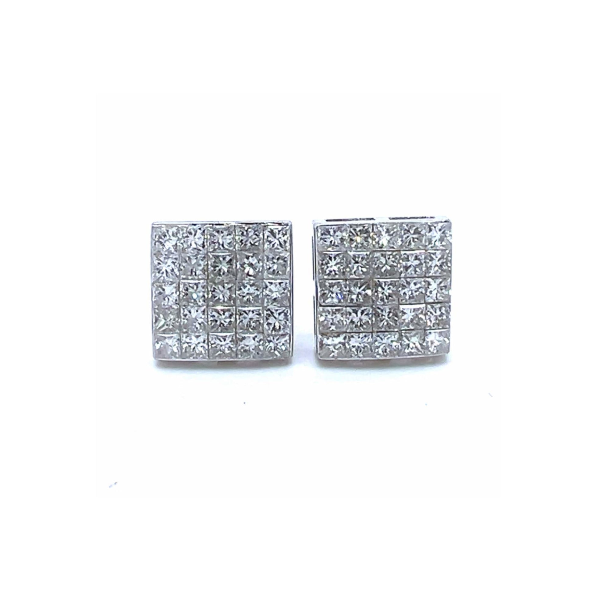 1980s 14KT White Gold Diamond Earrings front