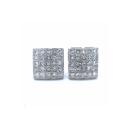 1980s 14KT White Gold Diamond Earrings front