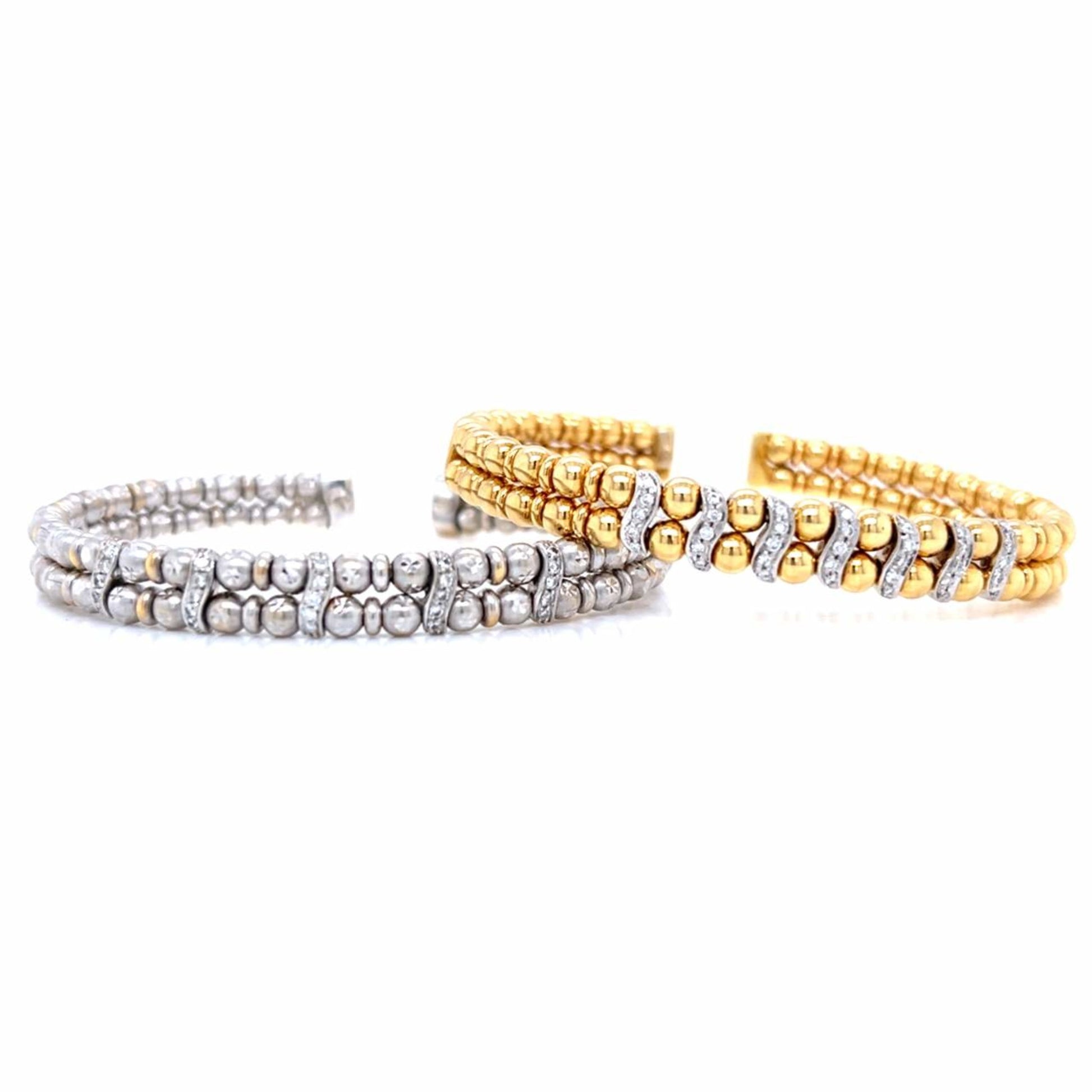 Post-1980s 18KT White & Yellow Gold Diamond Bracelets front