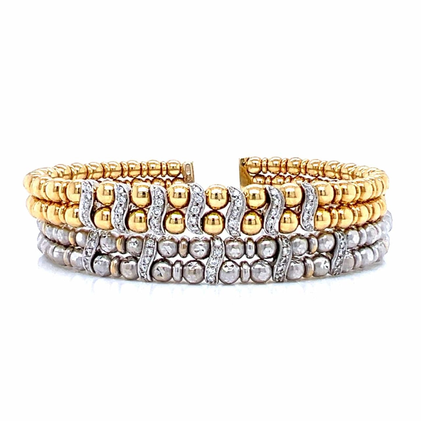 Post-1980s 18KT White & Yellow Gold Diamond Bracelets front