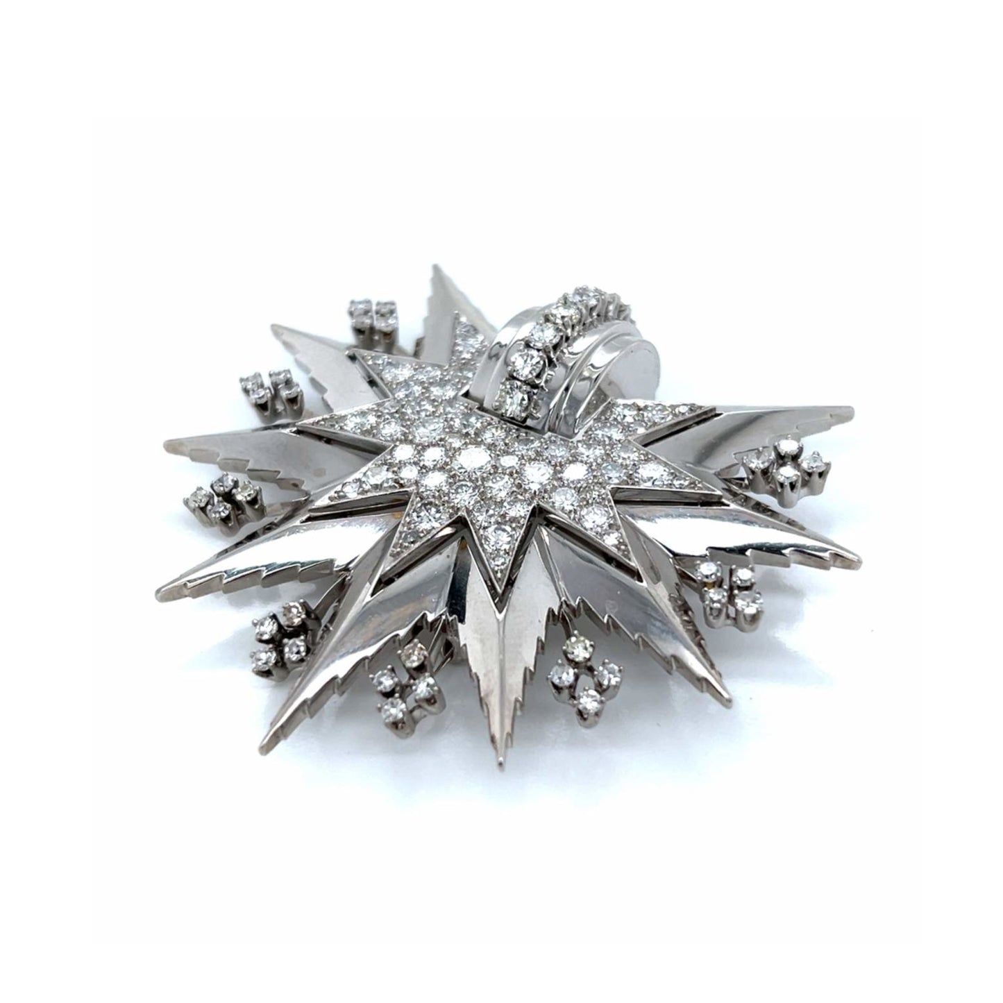 Post-1980s Platinum Diamond Brooch side