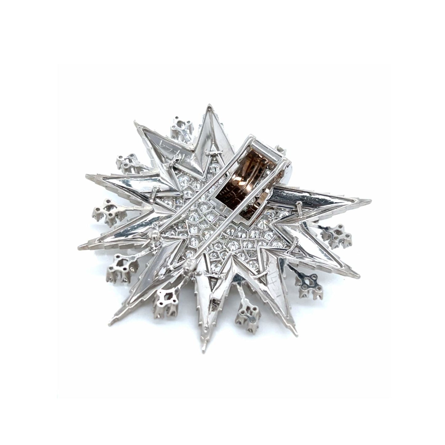 Post-1980s Platinum Diamond Brooch back