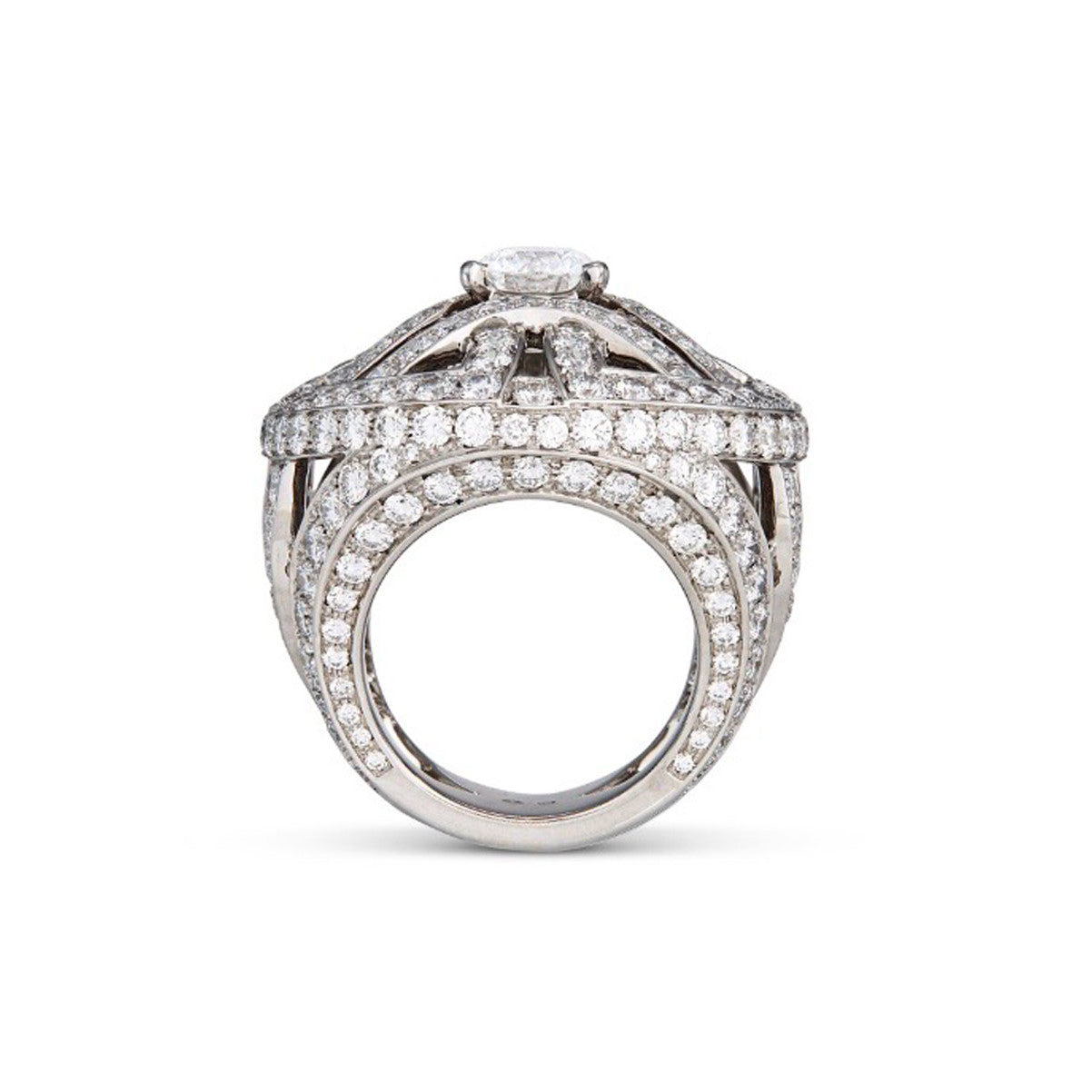 Cartier Post-1980s 18KT White Gold & Platinum Diamond Ring profile