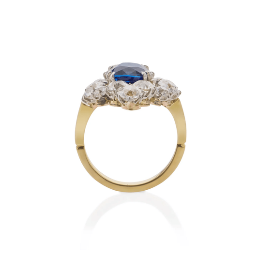 1930s Platinum & 18KT Yellow Gold Sapphire & Diamond Ring profile