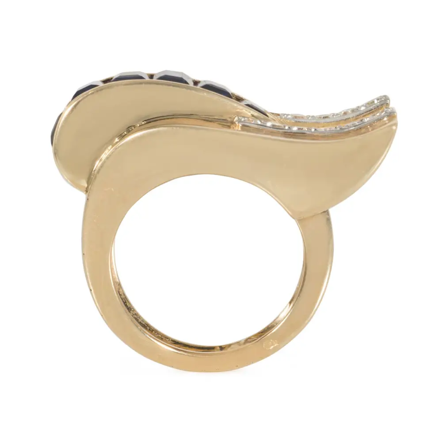 Boucheron Paris Retro 18KT Yellow Gold Sapphire & Diamond Ring profile