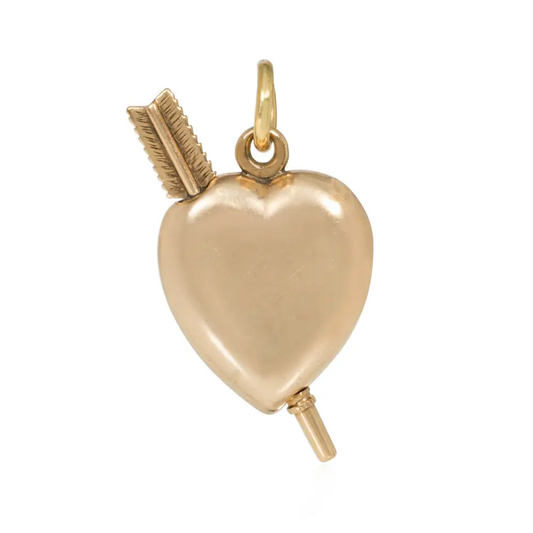 Victorian 15KT Yellow Gold Enamel Heart Pencil Pendant back