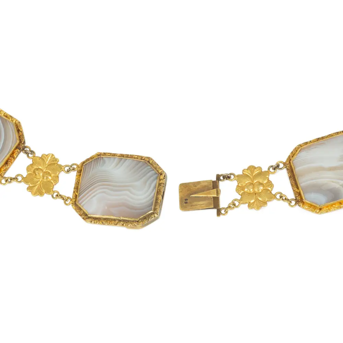 French Georgian 18KT Yellow Gold Agate Necklace clasp