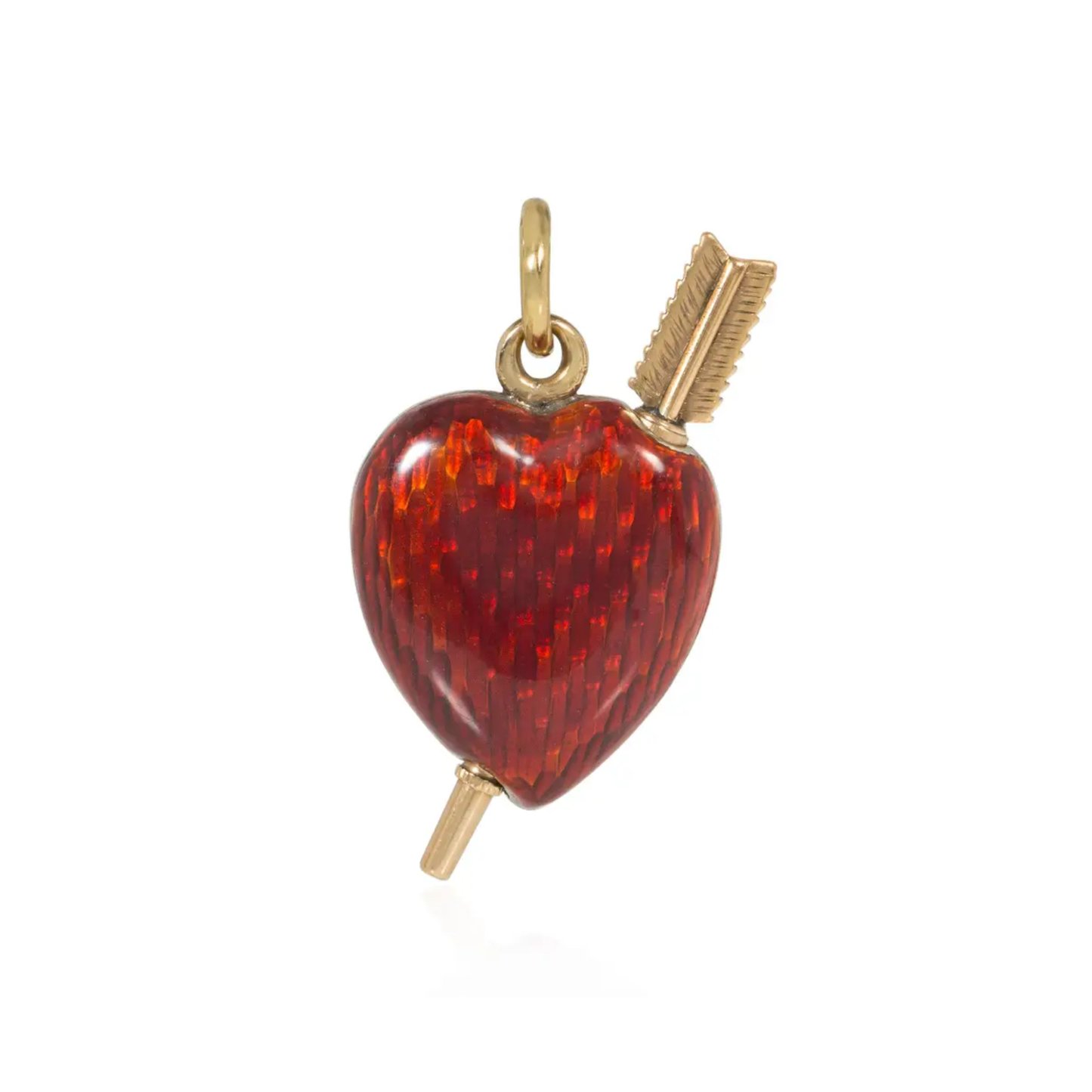 Victorian 15KT Yellow Gold Enamel Heart Pencil Pendant front